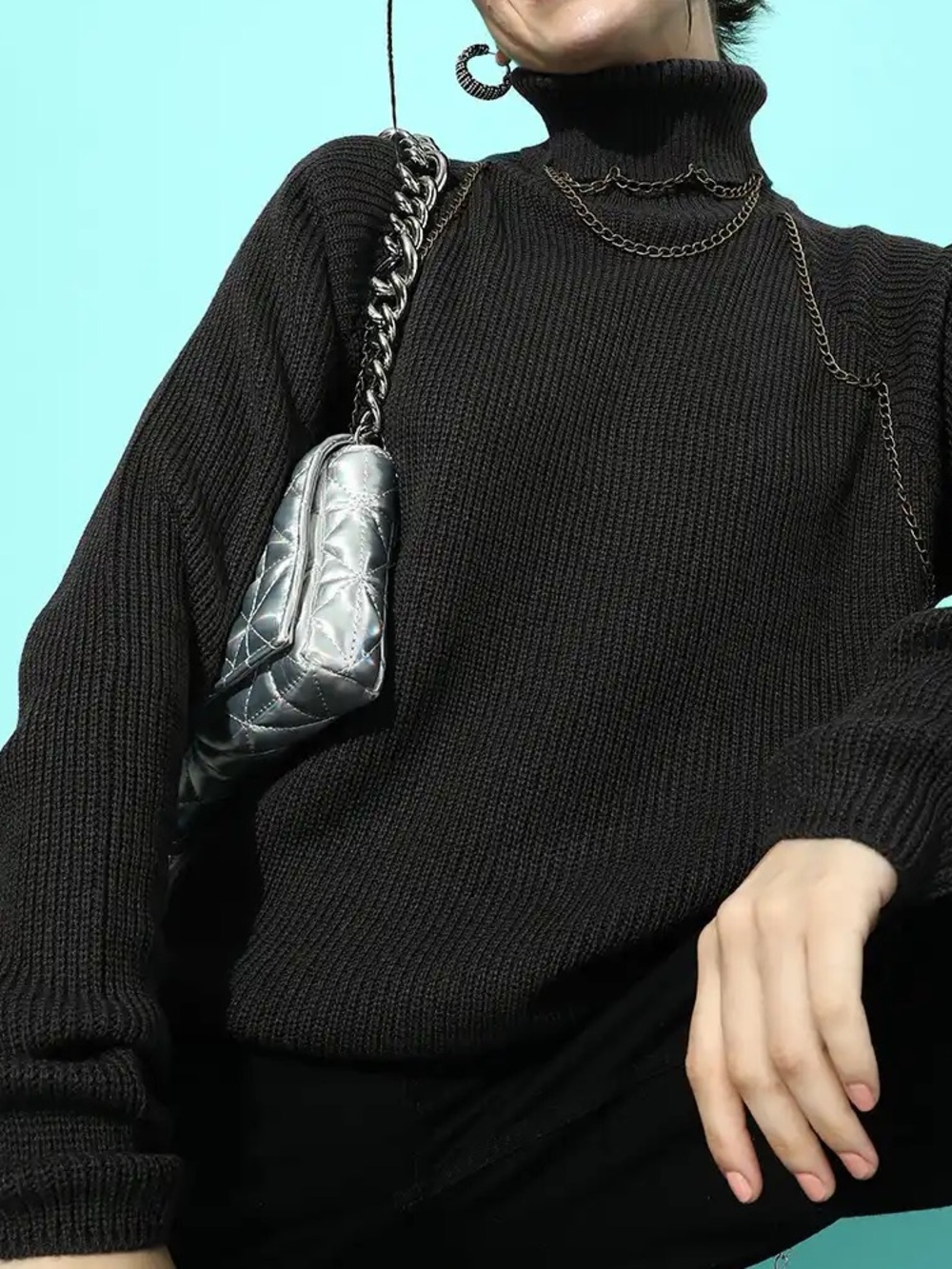 Black Ribbed Turtleneck Sweater - Classic Women’s Cowl & Turtleneck